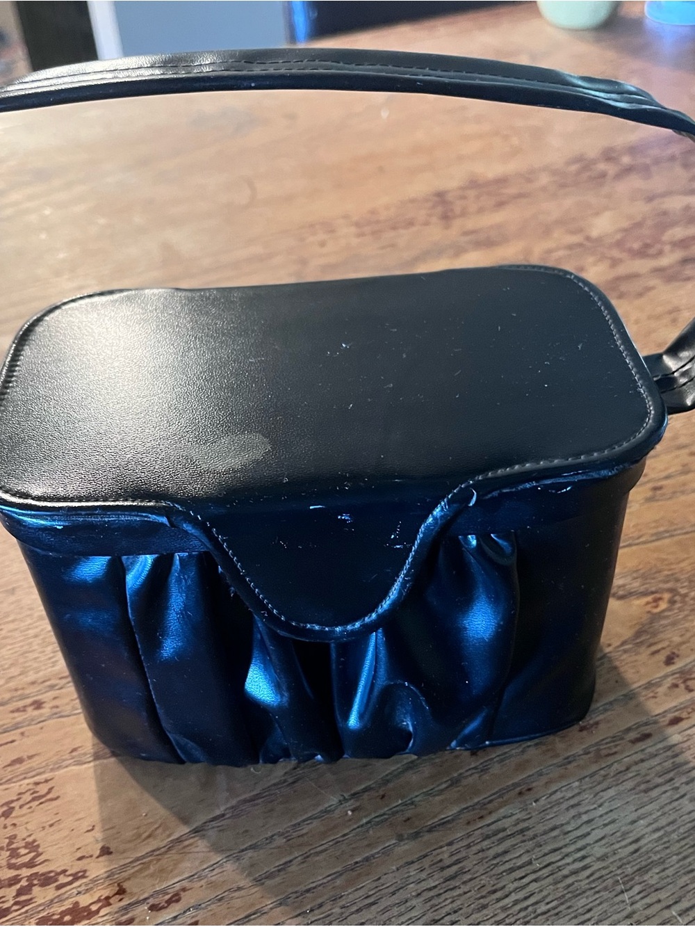 Vintage Black Faux Leather Mini Purse Retro Ruched Shoulder Bag Y2K